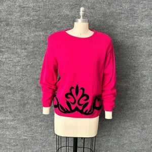 Vintage Hasting & Smith Sweater Womens Medium Petite Pink 80s Mom Knit Pullover